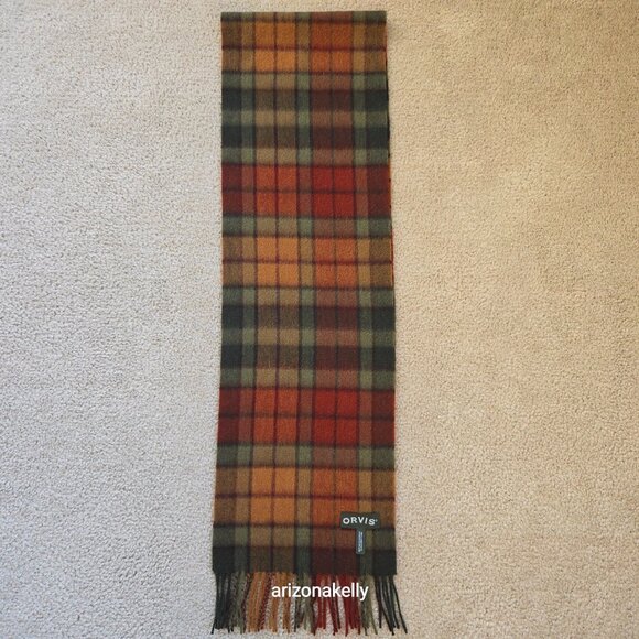 NWOT Orvis Lambswool Scarf in Autumn Plaid - Picture 3 of 8